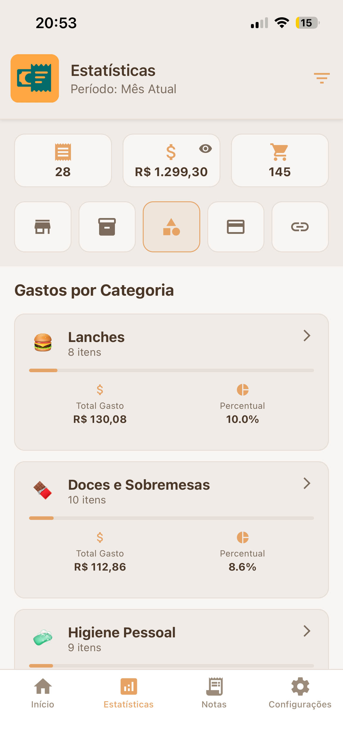 Gastos por Categoria