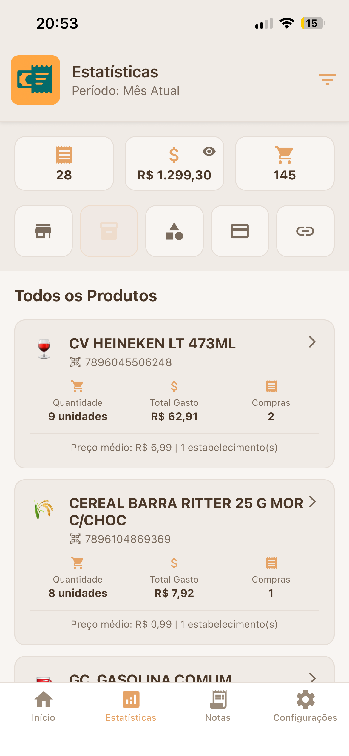 Lista de Produtos